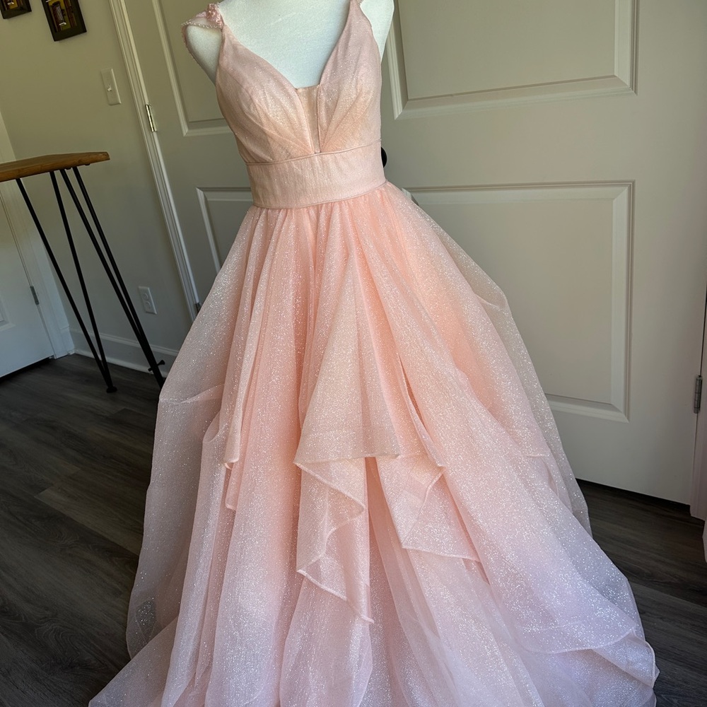 Collette by Mon Cheri Elegant Pink Gown with Glitter